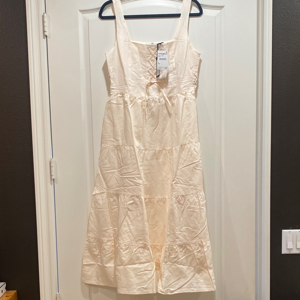 Paige Ophelia linen and cotton Cream Sleeveless Midi Dress NWT - Picture 4 of 8